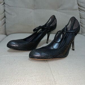 Via Spiga Snake Embossed Metallic Leather Career Pumps 3.5” Heels 9.5 M Italy